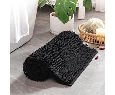 MIULEE Tappetino Doccia Antisciovolo Bagno Assorbente in Ciniglia Tappeto Lussuoso Lavabile Morbido e Elegante Durevole per Camera da Letto Casa Salotto Cucina Ingresso 1 Pezzo 50X80 CM Nero