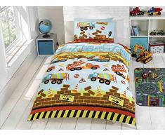 Sconosciuto Kidz, set biancheria da letto singolo multicolore, tema edilizia, con ruspe e camion