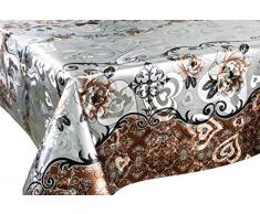 Dekonaz Vinile Runner Articolo a Metraggio Tovaglia Nastro Tavolo Tovaglia Biancheria Tavola 140cm Disegno Floreale Oro Giardino Cucina Tavolo da Pranzo Oro - Oro, 100cm x 140cm
