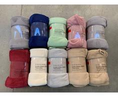 Plaid in Pile Tinta Unita Morbidissimo e sofficissimo Coral per Divano, Letto Qualita Superiore (130x160 cm, Beige)