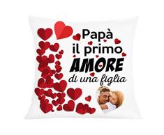 Babloo Cuscino Idea regalo per il Papà Primo Amore di Una Figlia Personalizzato con Foto (40X40cm)