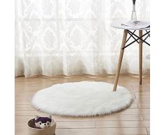 YPLonon Tappeto Pecora in Pelliccia Sintetica 30 x 30 cm di Spessore Bianco Soffice Tappeto Piccolo Morbido Tappeto Rotondo Tappeto per Camera da Letto Sedie da Soggiorno (Piccolo)