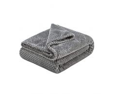 Chickwin Plaid di Flanella Plaid in Pile Tinta Unita Coperte Calda Plaid in Pile di Flanella Morbida Microfibra Coperte Trapunta per Divano Singolo Matrimoniale (70x100cm,Grigio)