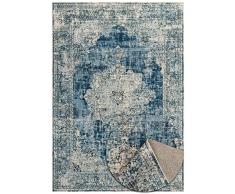 TESSO LIVING Tappeto Vintage Classico - Morbido - Lavabile in lavatrice - Antiscivolo - Fibra di poliestere premium - Blu - 120cm x 160cm