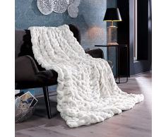 Delindo Lifestyle Coperta in pelliccia sintetica Oxford 150 x 200 cm, colore bianco, 08759