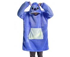 Xinlong Coperta con Cappuccio Panda Felpone con Maniche Oversize Unisex Plaid con Tasca Felpa Indossabile per Divano TV Casa (Scuro Blu, Taglia M per 150 e 170 cm)