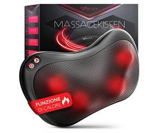 Wellax Cuscino Per Massaggio Rilassante Con Funzione Di Calore E Rotazione A 360 ° - Dispositivo Per Massaggi Shiatsu Con 3 Velocità Per Spalle E Schiena - Massaggiatore Per Il Collo (Nero)