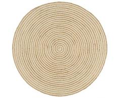 vidaXL Tappeto Lavorato a Mano in Juta Naturale Intrecciata Rotondo a Spirale Cucina Salotto Passatoia Stuoia Design a Spirale Bianco 120 cm