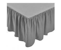 Russo Tessuti Coprirete Trapuntato Giroletto Balza Letto Matrimoniale Cassettone Gonna Volant -Grigio