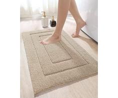 DEXI Tappeto Bagno,Tappeto da Bagno in Microfibra,Tappetino da Bagno Assorbente Antiscivolo,Soffice Tappeto Doccia,Lavabile in Lavatrice,40 x 60 cm,Beige
