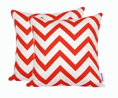Dongguandong Comoco® - Set di 2 federe per cuscini, fantasia geometrica, tela decorativa per cuscini dei divani, Orange, 40 x 40 cm
