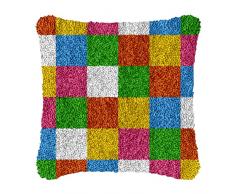ZYUN Kit di ganci per cuscino quadrato 40 x 40 cm, kit per cuscino a punto croce, simpatico uccellino, set da ricamo per cani bianchi, regali fatti a mano per amici di famiglia, plaid a rete bianca