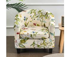 FANSU Copripoltrona Chesterfield Elasticizzato 1 posto, 2-Pezzi Elegante Fiori Copridivano Club, Fodere Coprisedia da Cocktail Tub Chair per Bar Camera da Letto Reception (Beige)