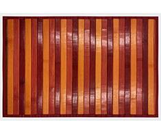 TAPPETO BAMBOO LEGNO PASSATOIA ANTISCIVOLO LAVABILE STUOI CORSIA 50x100 cm ROSSO