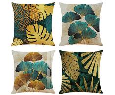 meioro Confezione da 4 Fodere per Cuscini, Copricuscino 45 x 45 cm Federa per Divano in Cotone e Lino, Federe per Cuscini Decorative per Cuscini per Auto da Divano (Verde)