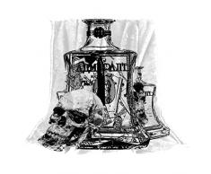 Coperta in pile con teschio di bottiglia di vino vintage, morbida e leggera, ideale per letto, divano, viaggio, campeggio, 150 x 199 cm