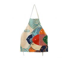 Grembiule da cucina in tela di cotone, da donna, con stampa in stile cartone animato, grembiulino, grembiuli cucina chef, ottimo regalo per ragazze e moglie, Cotone, multicolour, Da adulti