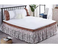 Gonna da Letto Pizzo Vestiletto Bed Skirt Elasticizzata Avvolgente Matrimoniale/Singolo/Una Piazza E Mezzo Tre Lati Tessuto con Volant Gonna da Letto Facile da Installare da 40 cm