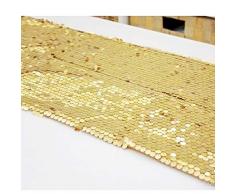 Surenhap Tovaglia Tablecloth Wedding Restaurant Festa in Stoffa Tavolo 30 * 275cm Glitter Glitter per Matrimoni Decorazioni di Compleanno - Oro