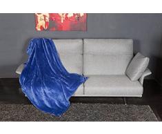 KANGURU PLAID FLUFFI COPERTA IN MICROFIBRA EFFETTO PELLICCIA BLU 130X170 CM