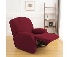 NIBESSER Copripoltrona Relax Reclinabile Universale, Fodere Copripoltrona Reclinabile 1 Posto Elasticizzato Lavabile Rimovibile, Copertura per Poltrona Elettrica Reclinabile(Bordeaux)