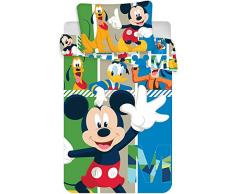 KK Disney Mickey Mouse - Biancheria da Letto per Bambini, 40 x 60 cm + 100 x 135 cm
