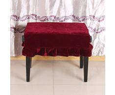 bobeini Fodera per Sgabello Pleuche Anti-Polvere di Alta qualità Fodere per Sgabello per Panca per Pianoforte Fodera per Sedile Pieghettata Protezione per Sedia per Pianoforte Rosso Vino