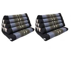 Wilai GmbH Set di 2 Cuscini Triangolo Thai, esteso Un Cuscino Piatto, Pieghevole, Fabbricato in Thailandia, Nero-Viola (2x81301)