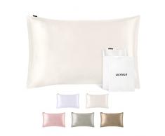 Lilysilk - Federa singola in seta, antiacaro, protegge i capelli, mod. 19 Momme, avorio, 50x75cm