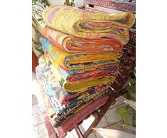 Radhykrishnafashions Indiano Mix Lotto di 5 pz Kantha Trapunta Handmade Coperta Indiana Vintage Reversibile Tiro allingrosso Lotto Mix