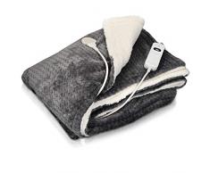 Navaris Coperta Termica Matrimoniale 180x130cm - Termocoperta Elettrica 3 Livelli Riscaldamento - Scaldaletto Spegnimento Automatico - Grigio/Bianco