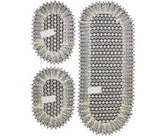 EUROSTYLE centrotavola Art. sovrano Striscia Runner Set centrini sopra Mobile tovaglietta in Pizzo Macrame Chenille Ricamato (Set Tris Ovale, Bianco)