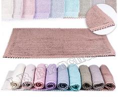 Tappeto bagno scendiletto Sophie con pizzo Shabby chic provenzale cm 50x90 vari colori - TORTORA