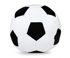 Green Bean© Calcio - Poltrona a sacco già riempita con 300 lt Perle EPS - bambini e adulti 110cm Cuscino gigante per sdraiarsi sedersi Sedia Lounge Poltrona per gaming Rivestimento Lavabile Bianco