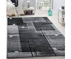 Paco Home Elegante Tappeto Firmato con Bordo A Quadri in Grigio E Nero mélange, Dimensione:120x170 cm