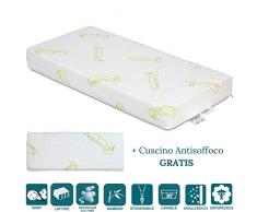 EVERGREENWEB - Materasso Lettino o Culla 60x120 in LATTICE e Waterfoam per Bambini alto 12 cm + Cuscino ANTISOFFOCO su misura GRATIS Fodera BAMBOO, Rivestimento Sfoderabile Anallergico Lavabile BAMBY