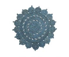 Qianqingkun Tappeto da Salotto in Juta Fatto a Mano, Tappetino Tondo country-90x90cm_04