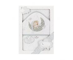 Interbaby Asciugamano con cappuccio per neonato BEAR SLEEPING in bianco e grigio - 560 g