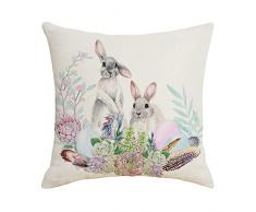 Chicmine Federa per cuscino con cerniera nascosta in lino antipolvere Happy Easter Bunny Throw federa per cuscino per decorazione della casa forniture per la casa