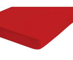 Castell 77113/018/087, lenzuola singolo singolo con angoli in Jersey elasticizzato, Rosso, 140 x 200 cm