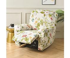 OKYUK Fodera per poltrona Relax, alta elasticità per poltrona relax reclinabile, 4 pezzi, con tasche laterali, estraibili e lavabili fodere protettive (fiore giallo)