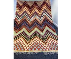 Tappeto Afghan Kilim Oriental Area (242 cm x 164 cm) - Tessuto a mano, vibrante, reversibile, geometrico, tribale, fatto a mano con tinture vegetali