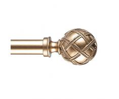 Ycolnaefllr 2,54 cm di diametro singolo bastone per tende per finestre pesanti Drapery Rods lunghezza regolabile da 121 a 213 cm, regolabile singolo bastone per tende con fiocco in resina, oro