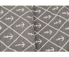1001 Wohntraum 17jn13 Quilt Ella ancoraggio, 220 x 240 cm, Coperta plaid, Vintage Shabby Coperta, Grigio Maritim