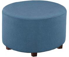 C/N Copri Pouf Rotondo Elasticizzato Fodera per ottomana Copertura ottomana Rivestimento ottomano Pouf Rotondo Copertura per poggiapiedi Blu Polvere