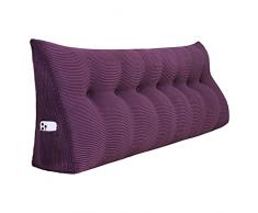 VERCART Cuscino Cuneo da Lettura Triangolare, Schienale Testata Letto Divano, Imbottiti Poggiaschiena Antireflusso Adulti, Cuscini Letto Matrimoniale, Cuscino Cervicale Dormire Lungo Viola 200cm