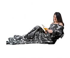 HOMELEVEL Coperta con Maniche Lunghe - Plaid Invernale Braccia Coperte - Poncho Pile - Coperta Divano 150x200cm - Tessuto Morbido - Design Norvegese