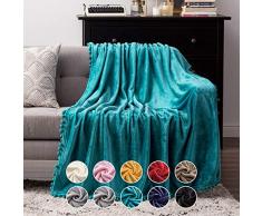 MIULEE Coperta in Pile in Flanella Circondato da Palle Morbida Calda Soffice Decorativa per Divano e Letto 127x153CM Verde