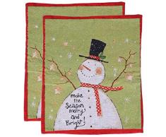 Atyhao Fodera per Sedia 2 Pezzi, Fodera per Sedia Modello Pupazzo di Neve Rimovibile Lavabile Anti-Polvere Sedia per Sala da Pranzo Protezione per la Schiena Fodera per la Decorazione della casa