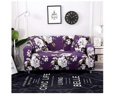 Fiori Nordici Copridivano Elasticizzato Fantasia, Tessuto in Elasticizzato Stampa 1/2/3/4 Posti Nordico Poliestere Anti Acaro/Rughe/Polvere Fodera Divano Lavabile (Stile 4,4 Posti)